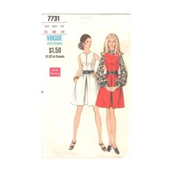 7731 VOGUE 1968 FIT NECK  SLIT JUMPER, DRESS PATTERN  SIZE 10 UNCUT